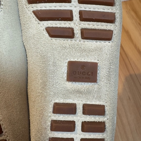 GUCCI Horsebit Buckle Womens Driving Moccasin Beige Ivory Suede - Picture 11 of 14